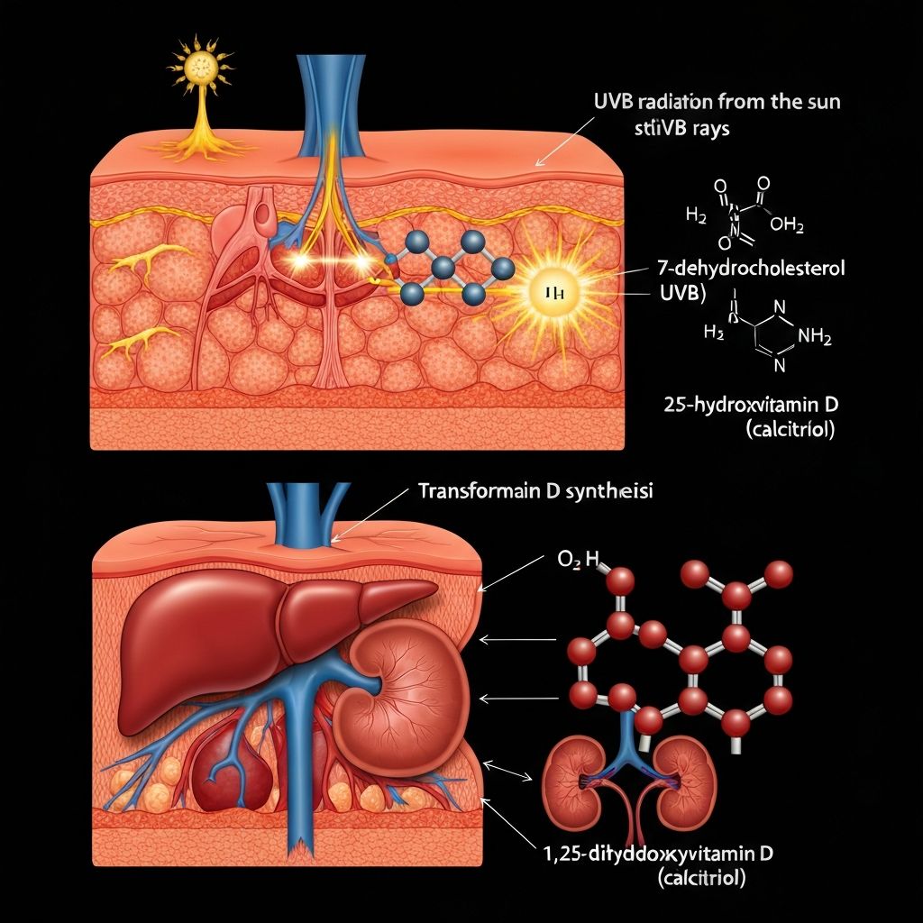 Sunlight and Vitamin D synthesis illustration